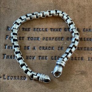 DAVID YURMAN Mens 5mm Silver Box Chain Bracelet